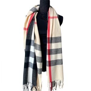 🆕 Cashmere Blend Plaid  Luxury Scarf (Light Khaki)